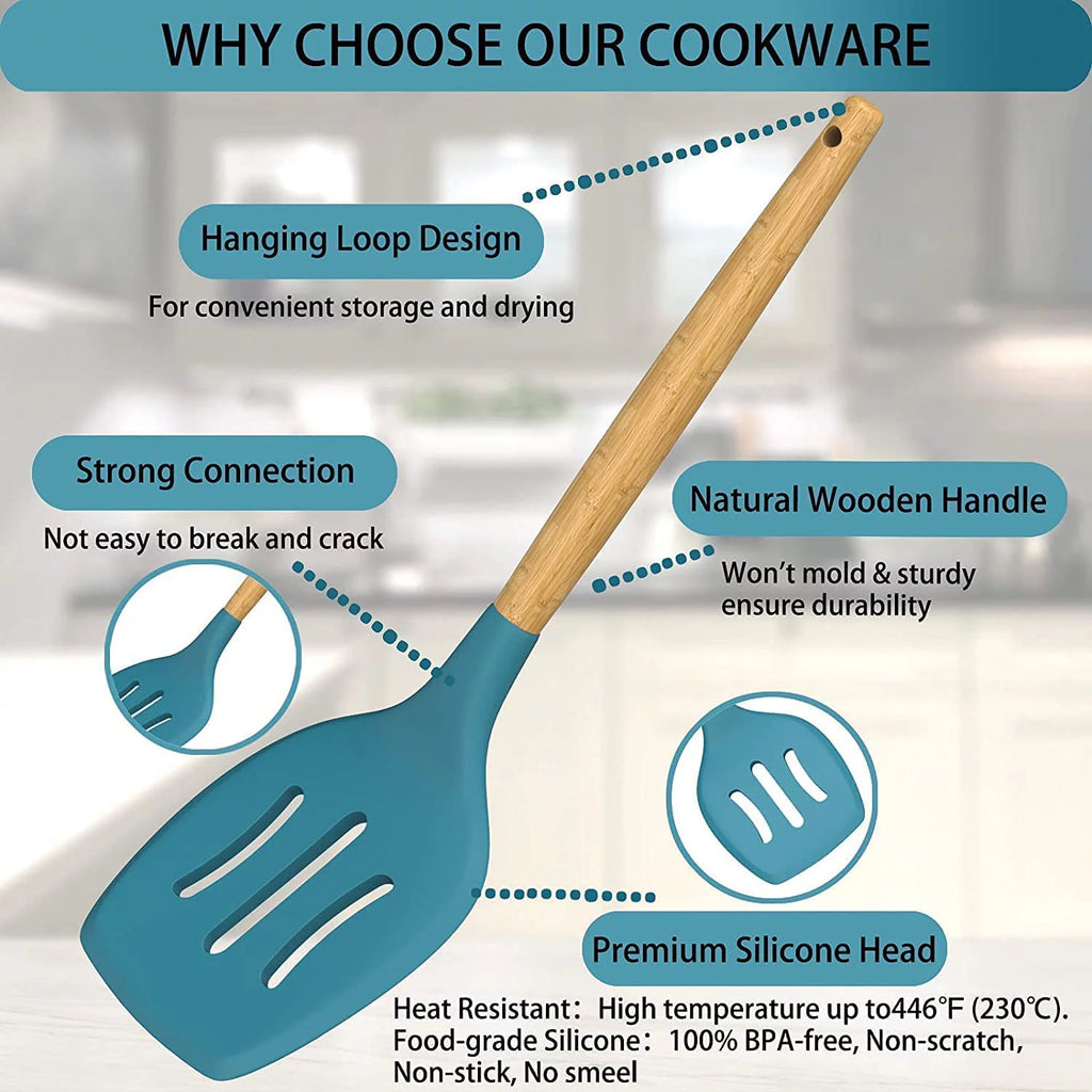 15 Piece Blue Silicone Cooking Set P481