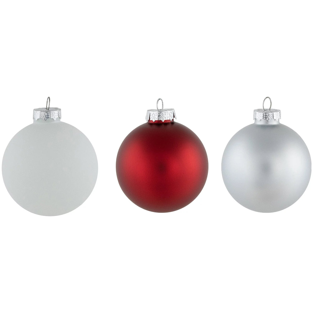 72ct Red Silver White Glass Ball Christmas Ornaments M635659