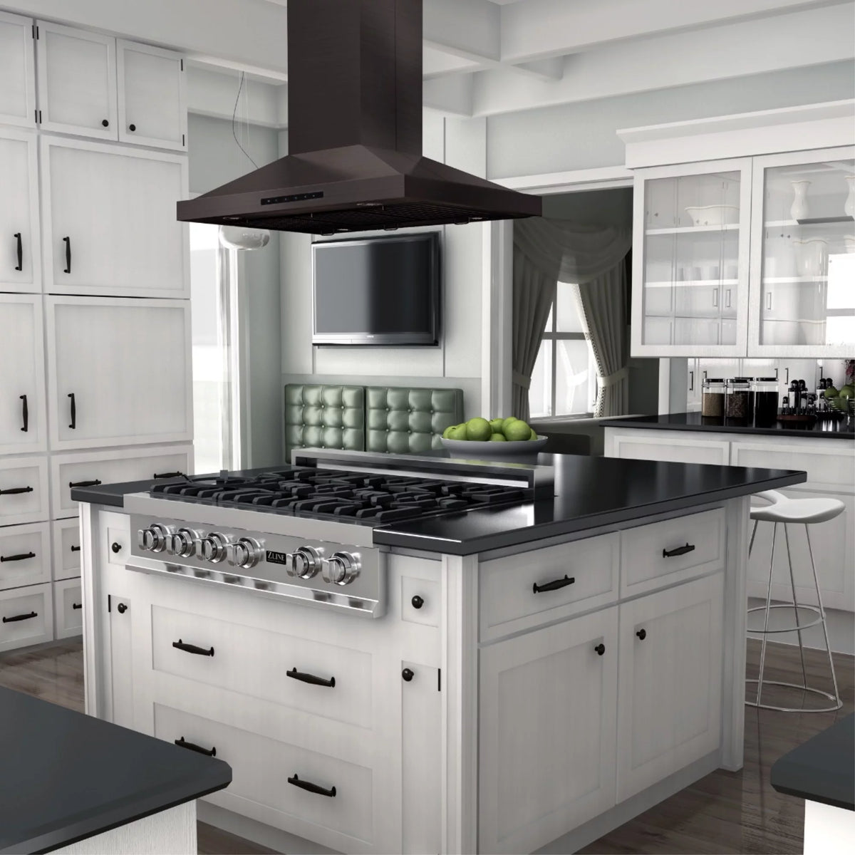 42 in. Black Stainless Steel Island Mount Range Hood H88123