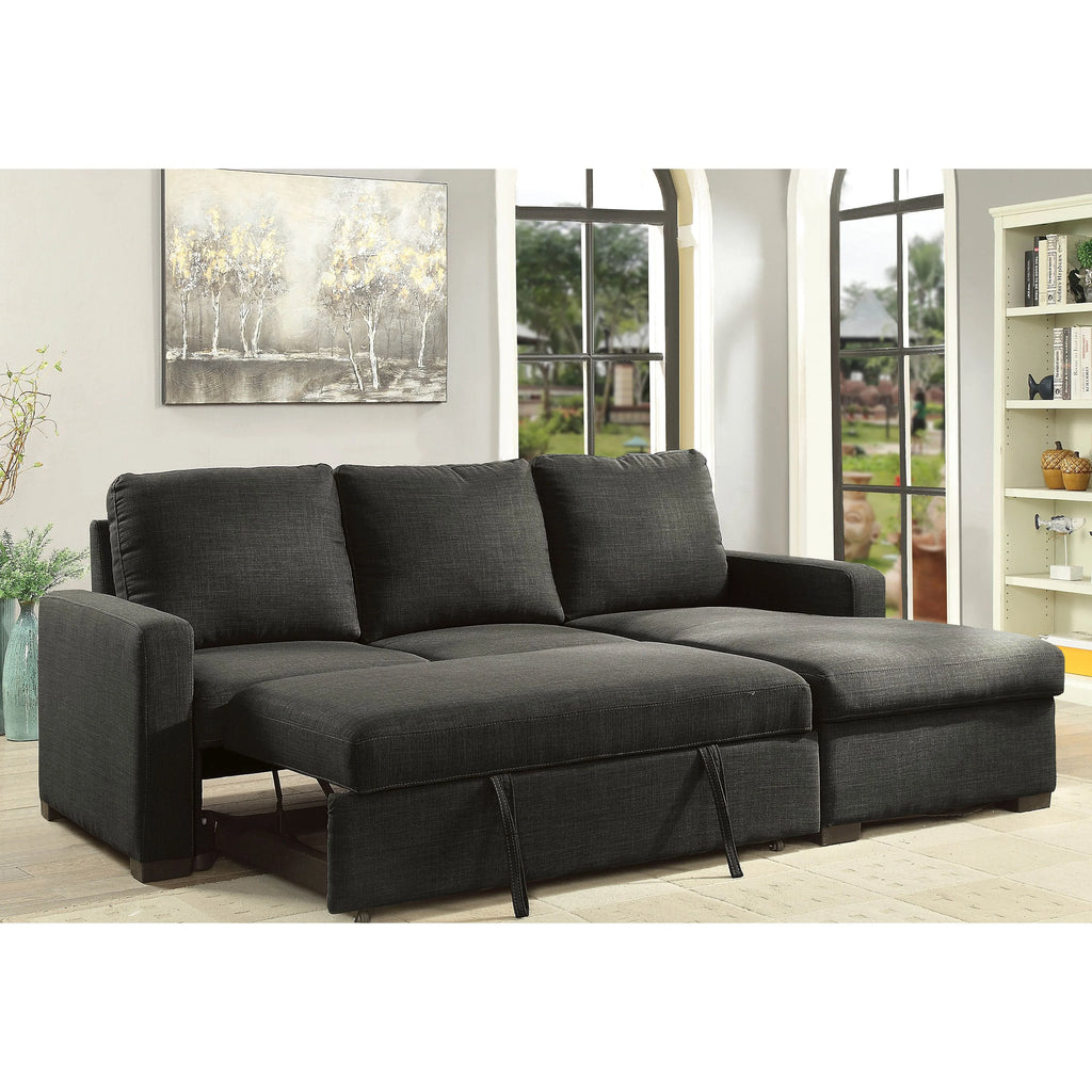 Dark Gray Faux Linen Sectional P732447
