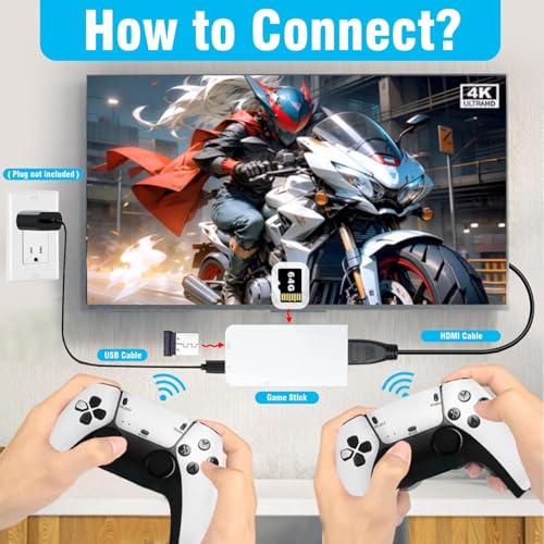 Wireless Retro Gaming Console Built-in 20000+ Classic Games 4K HDMI Plug & Play with Dual 2.4G Wireless Controllers G378901