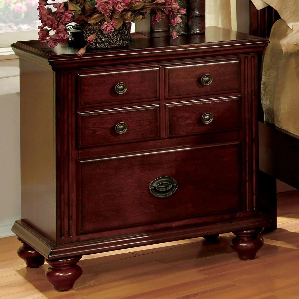 Cherry Solid Wood King Bedroom Set 5pcs E7717