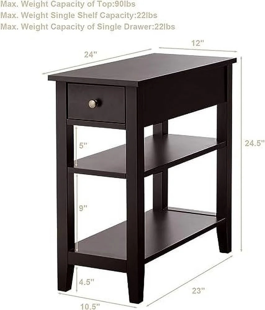 Narrow End Table with Drawer and 2 Open Shelves R300595