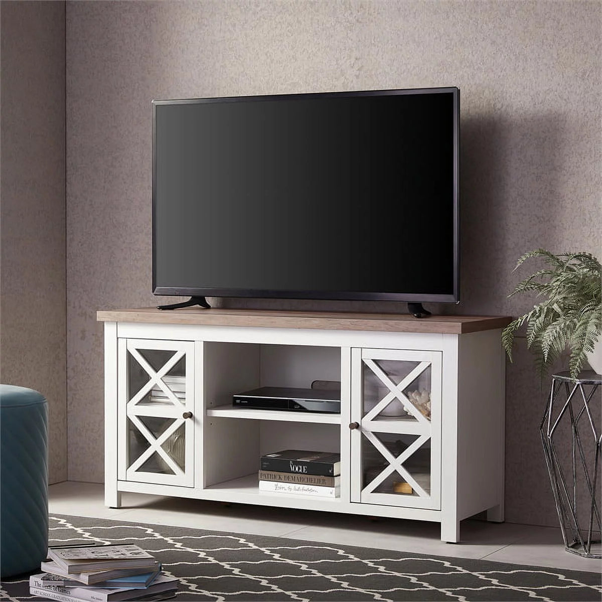 White and Gray Oak TV Stand O724