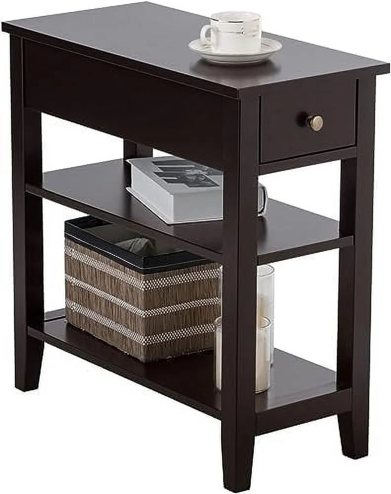 Narrow End Table with Drawer and 2 Open Shelves R300595