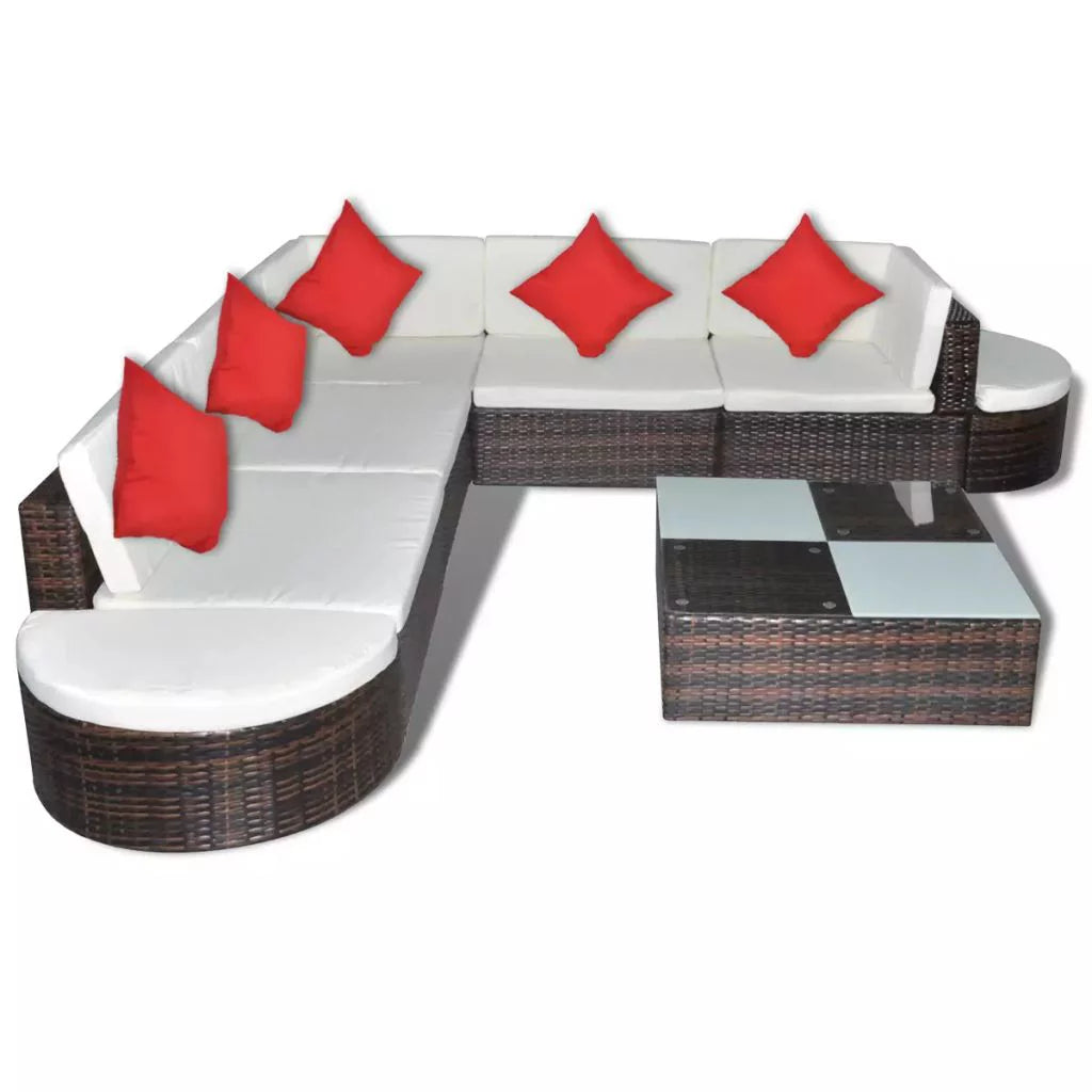 8 Piece Poly Rattan Patio Lounge Set with Cushions V8088