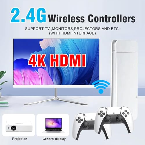 Wireless Retro Gaming Console Built-in 20000+ Classic Games 4K HDMI Plug & Play with Dual 2.4G Wireless Controllers G378901