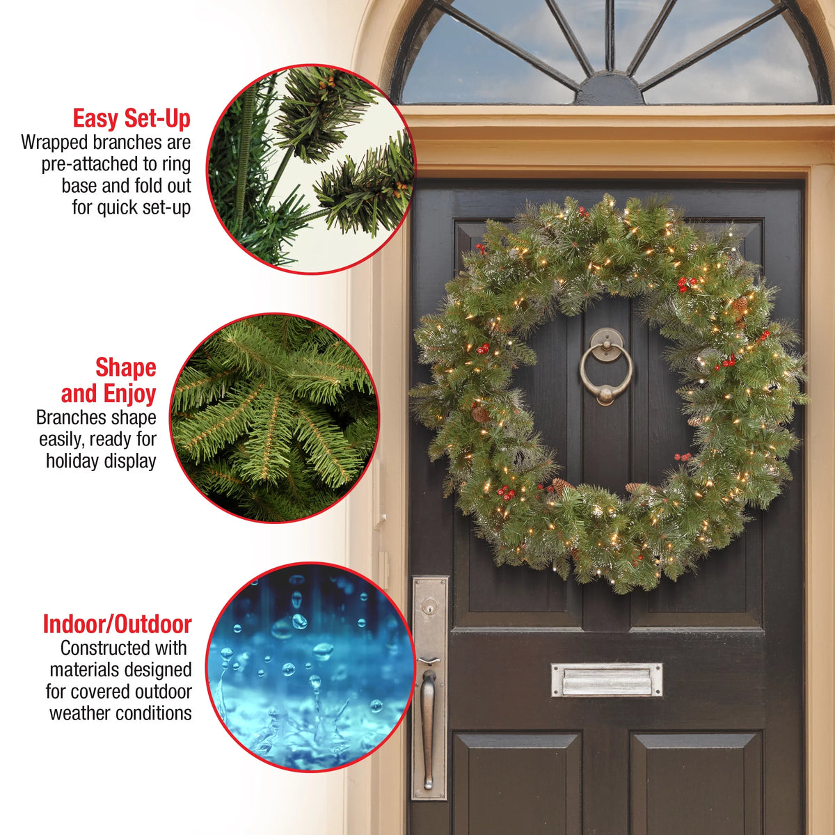 Pre-Lit Artificial Christmas Wreath R468