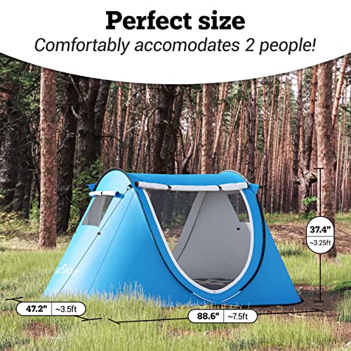 Sky Blue 2 Person Pop Up Tent with Carrying Bag T991395