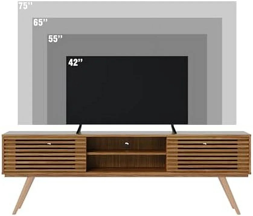 Modern 75-inch Wood TV Stand with 2 Swing Doors B3572