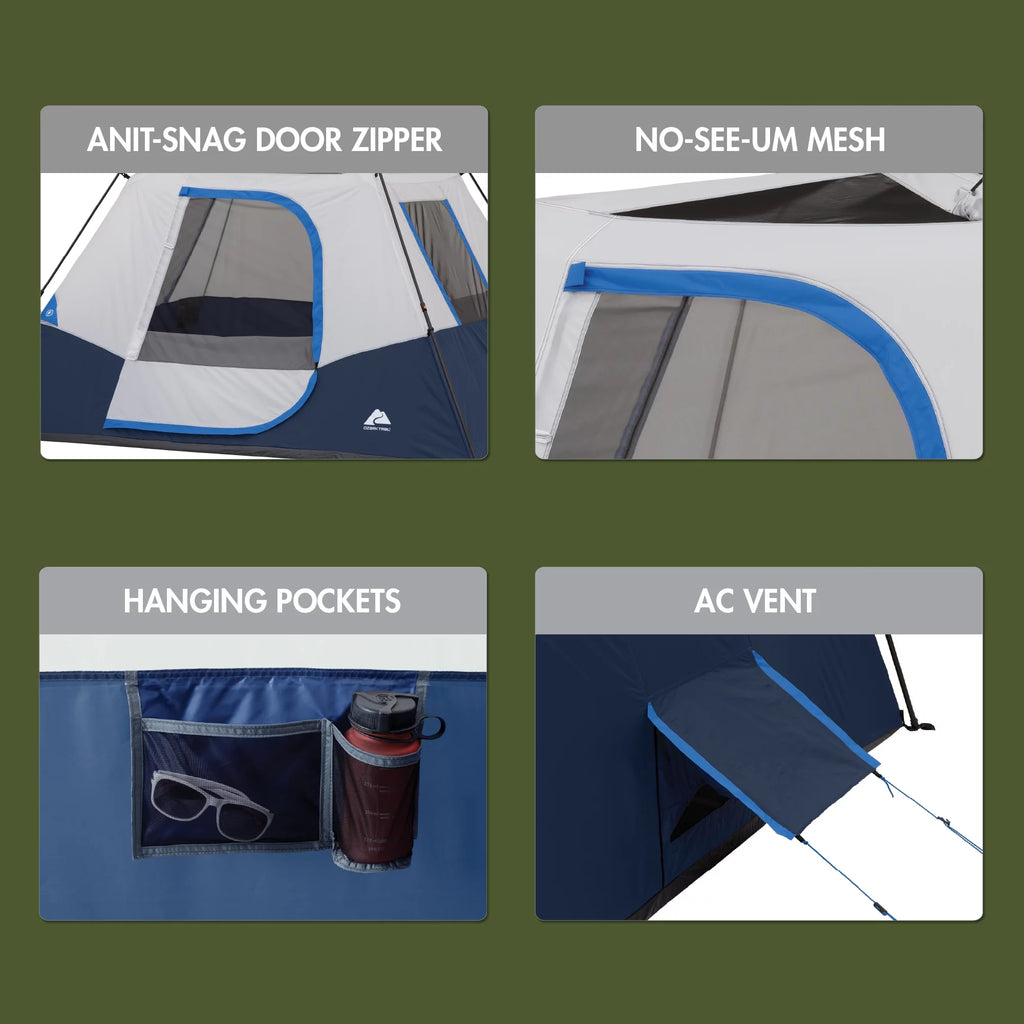 6-Person Instant Cabin Tent with LED Lighted Hub C667
