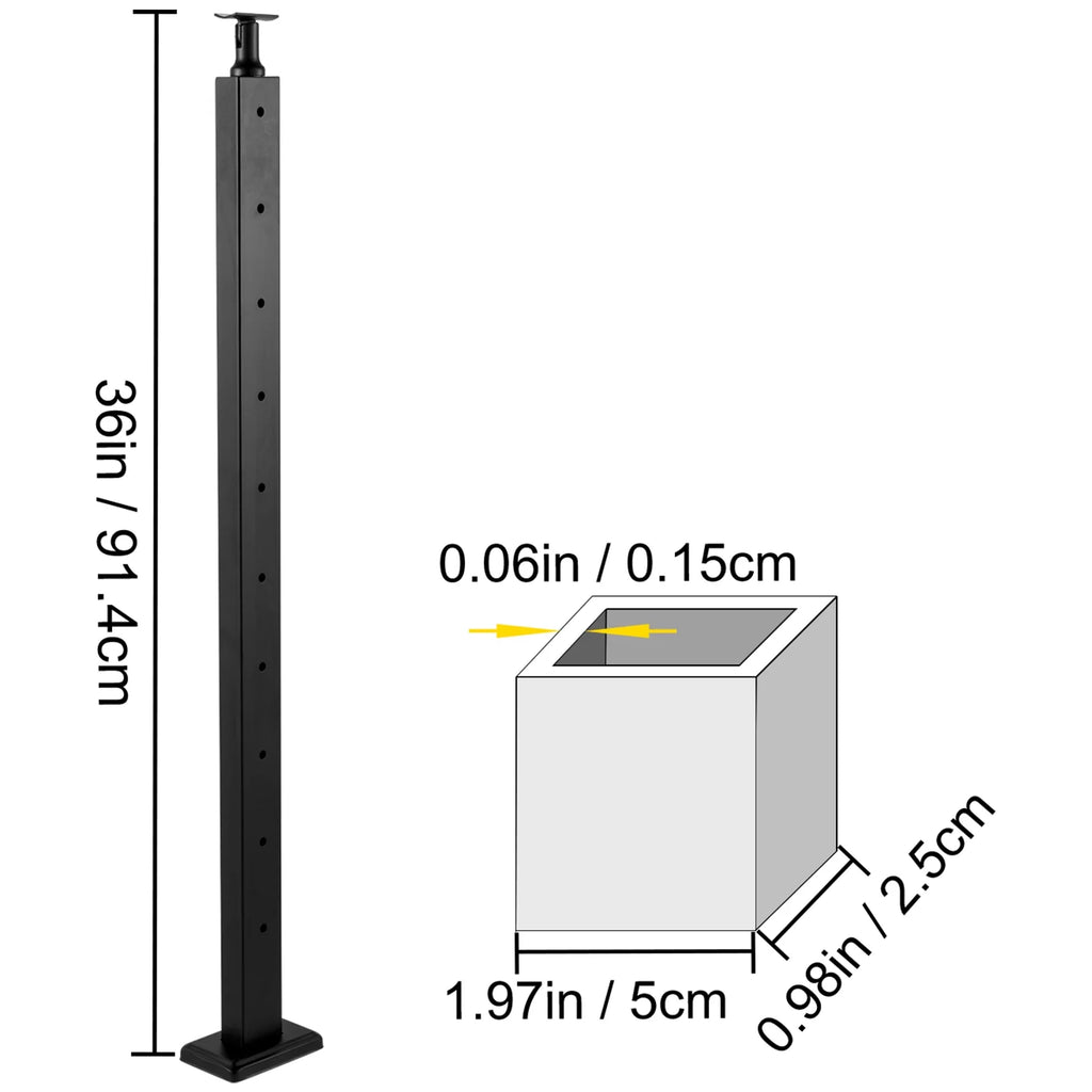 Cable Railing Post 36" Stainless Steel Black B46469