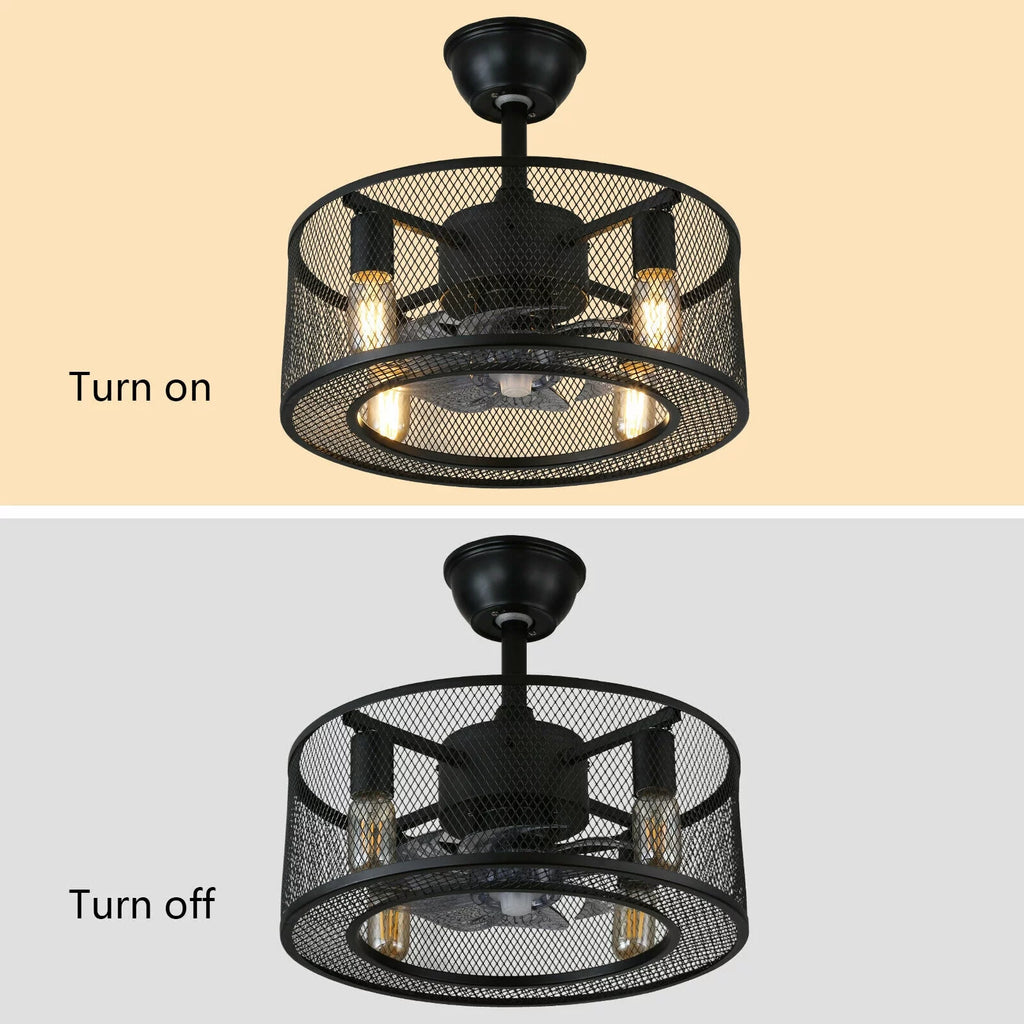 Caged Ceiling Fan Light with Remote E38650