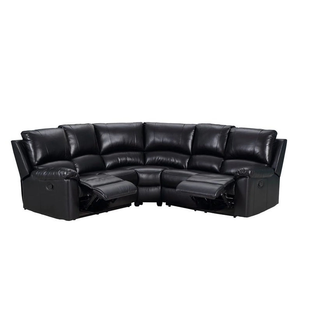 Black Faux Leather Sectional K6955