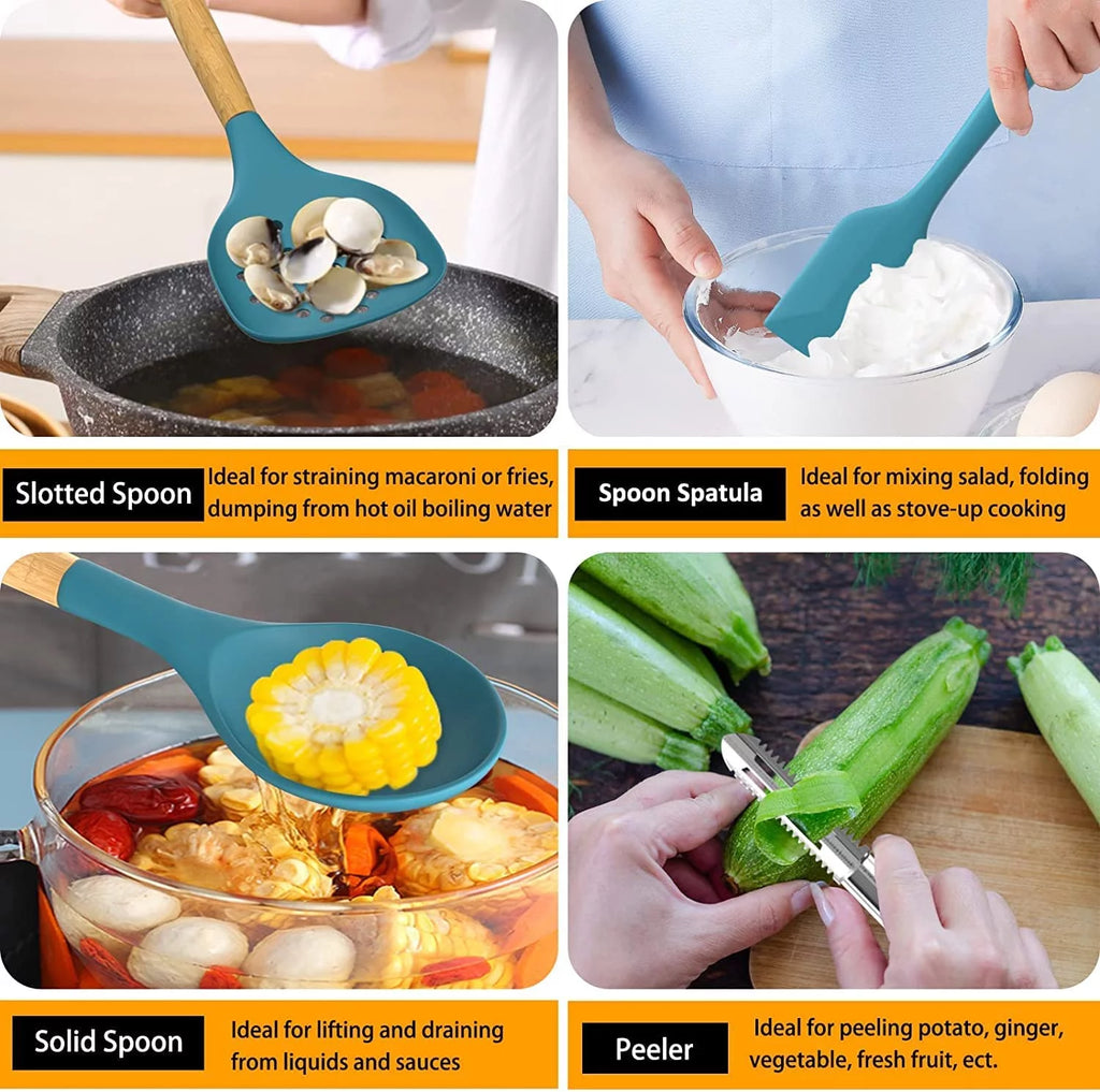 15 Piece Blue Silicone Cooking Set P481
