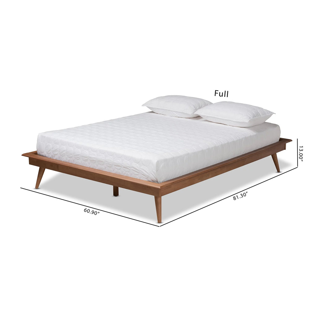 Walnut Brown Wood Full Size Platform Bed Frame G571