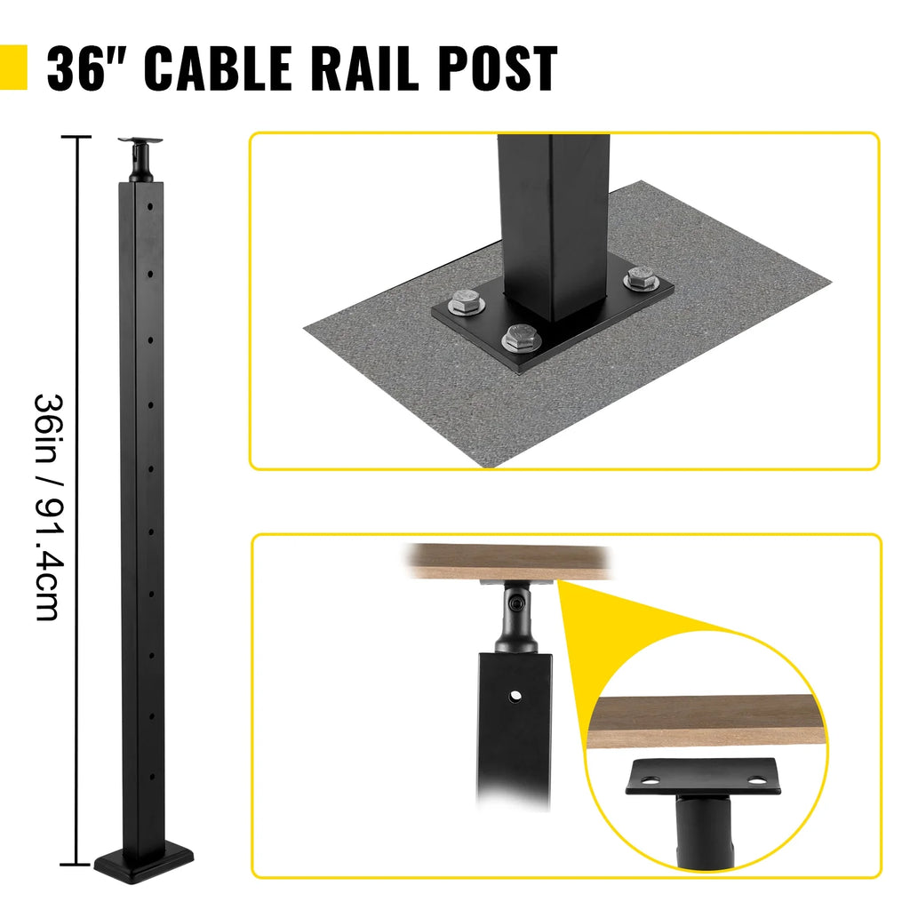 Cable Railing Post 36" Stainless Steel Black B46469