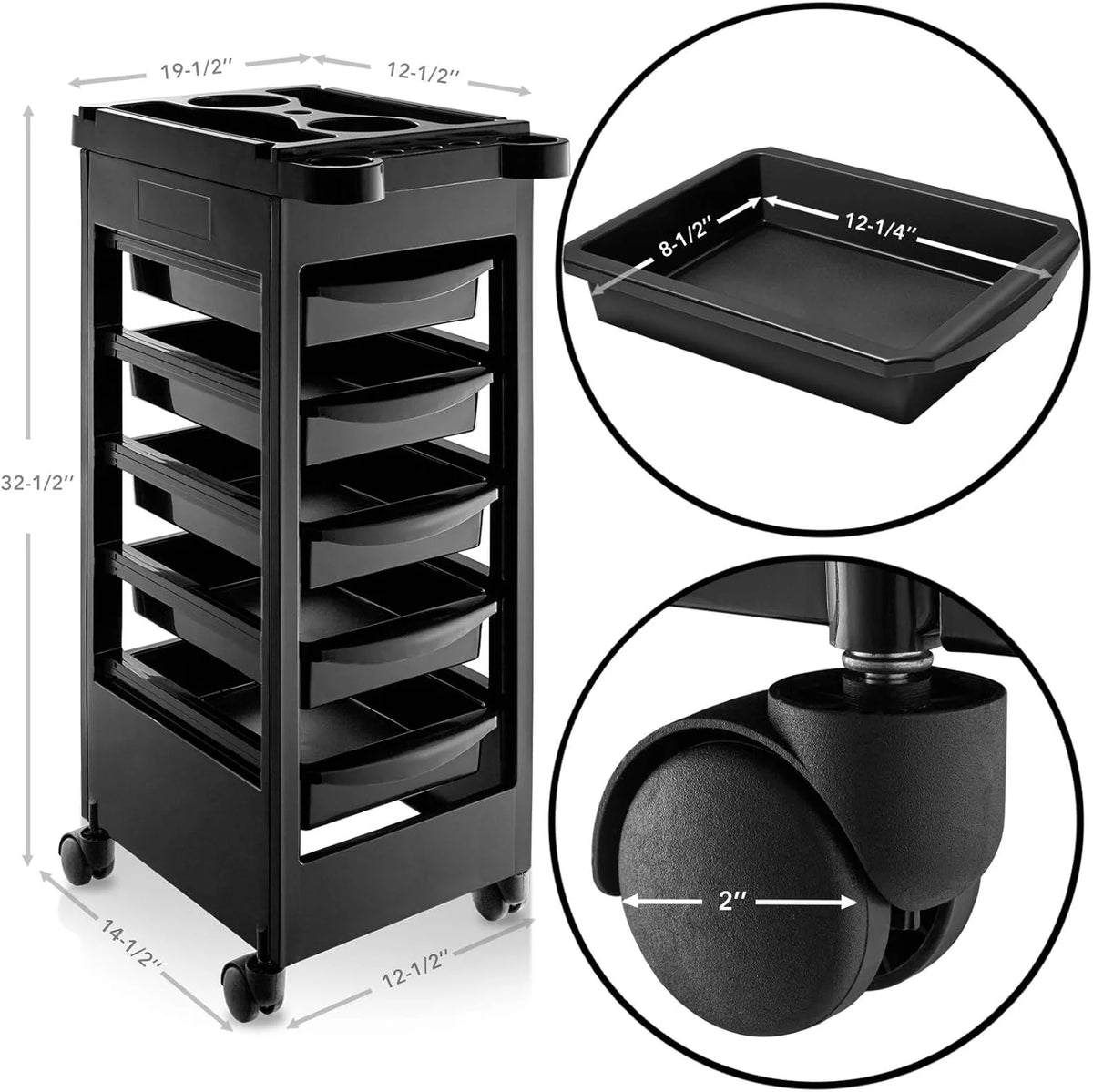 Rolling Trolley Cart With 5 Drawers D13195