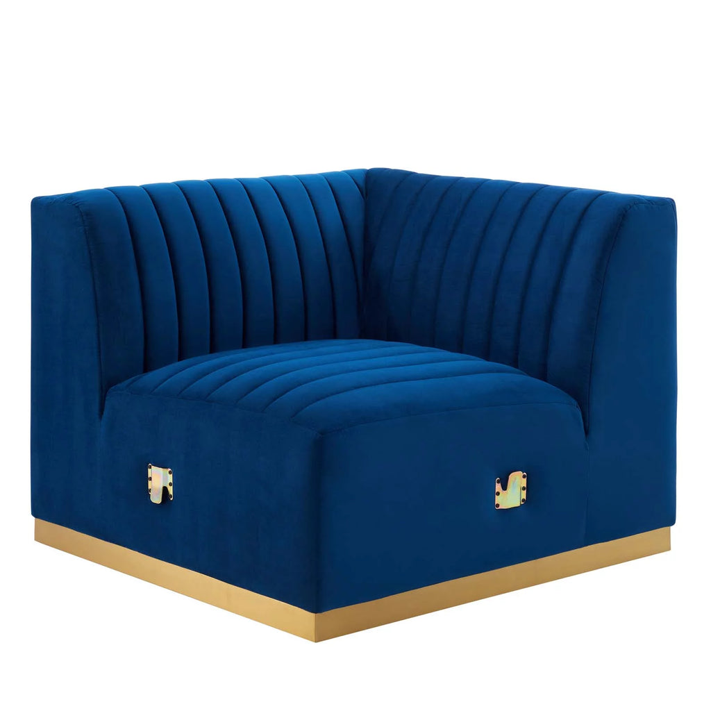 Gold Navy Velvet 5-Piece Sectional G746