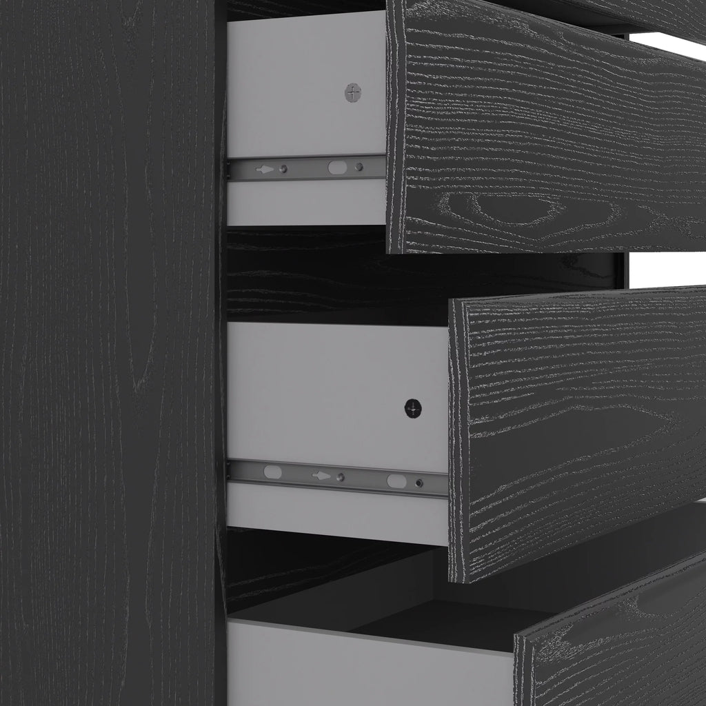 Black 5 Drawer Woodgrain Chest K324