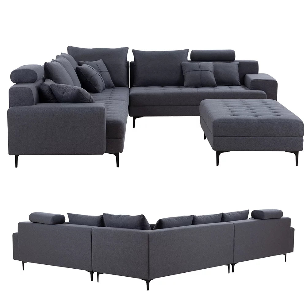 Oversized U Shaped Modular Sectional Sofa with Storage Ottoman L738851