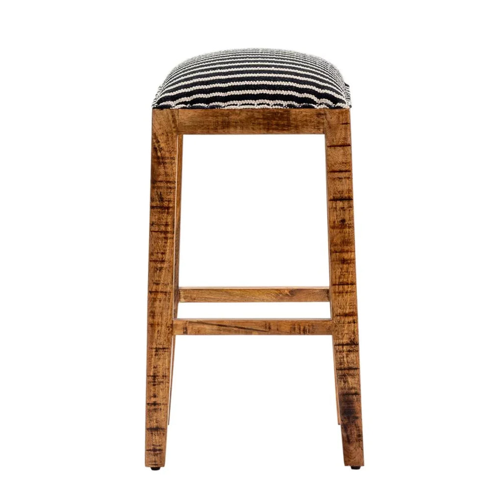 Black and White Wood Striped Barstool T91528