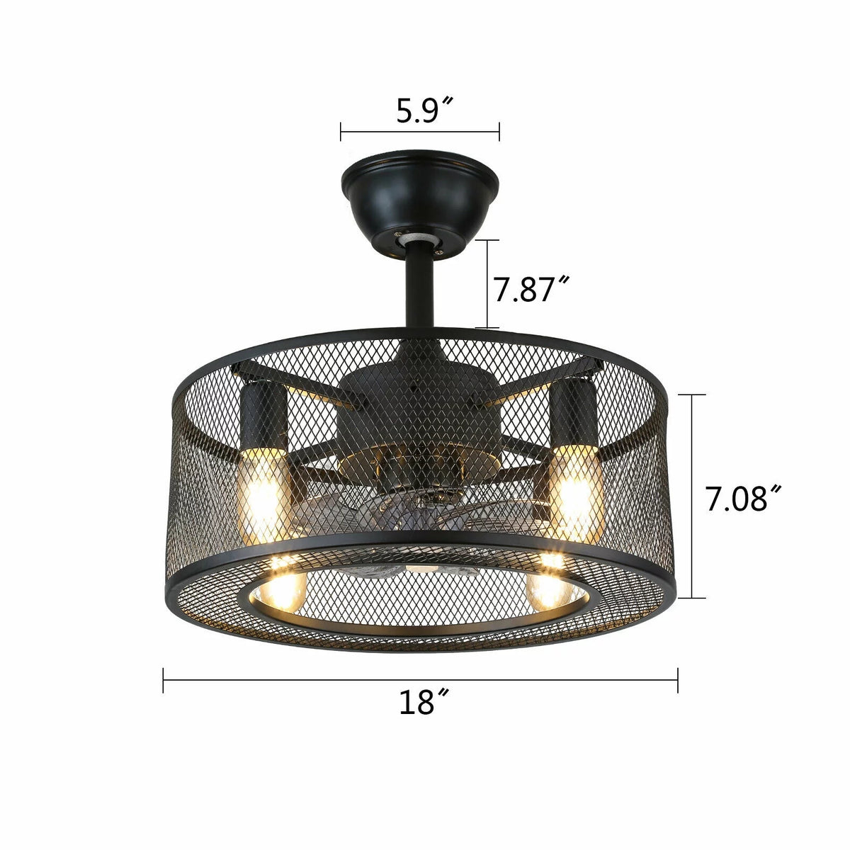 Caged Ceiling Fan Light with Remote E38650
