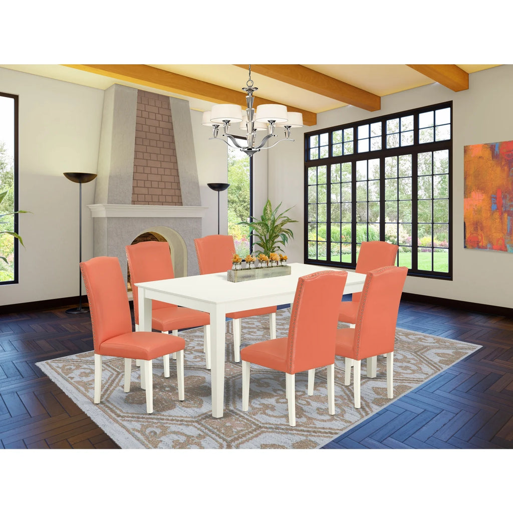 7Pc Rectangle 60" Dining Table And 6 Parson Chair W407