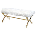 Faux Fur Upholstered Bench with Stainless Steel Frame M932164