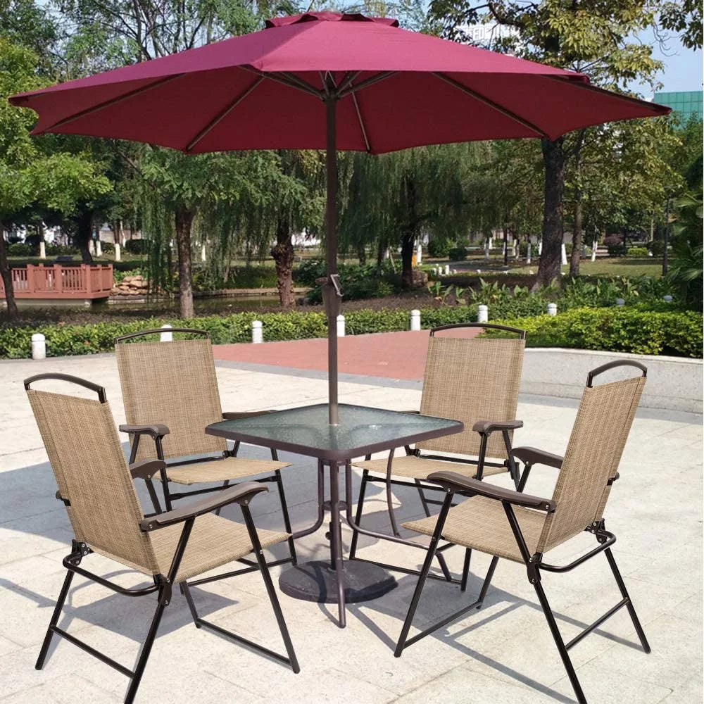 Beige Set of 2 Folding Sling Chair R8706