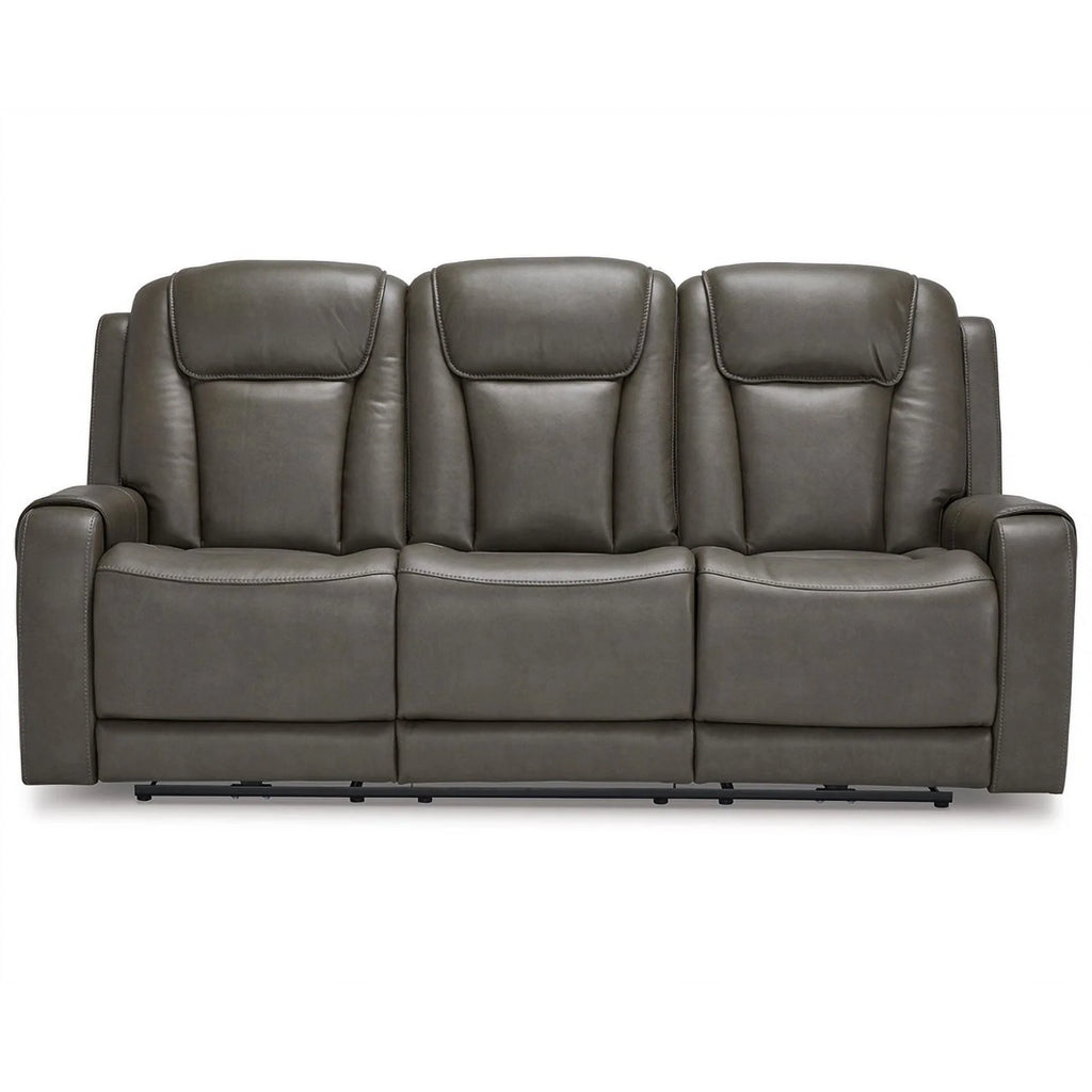 Gray Faux Leather Fabric Power Reclining Sofa S429