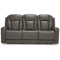 Gray Faux Leather Fabric Power Reclining Sofa S429