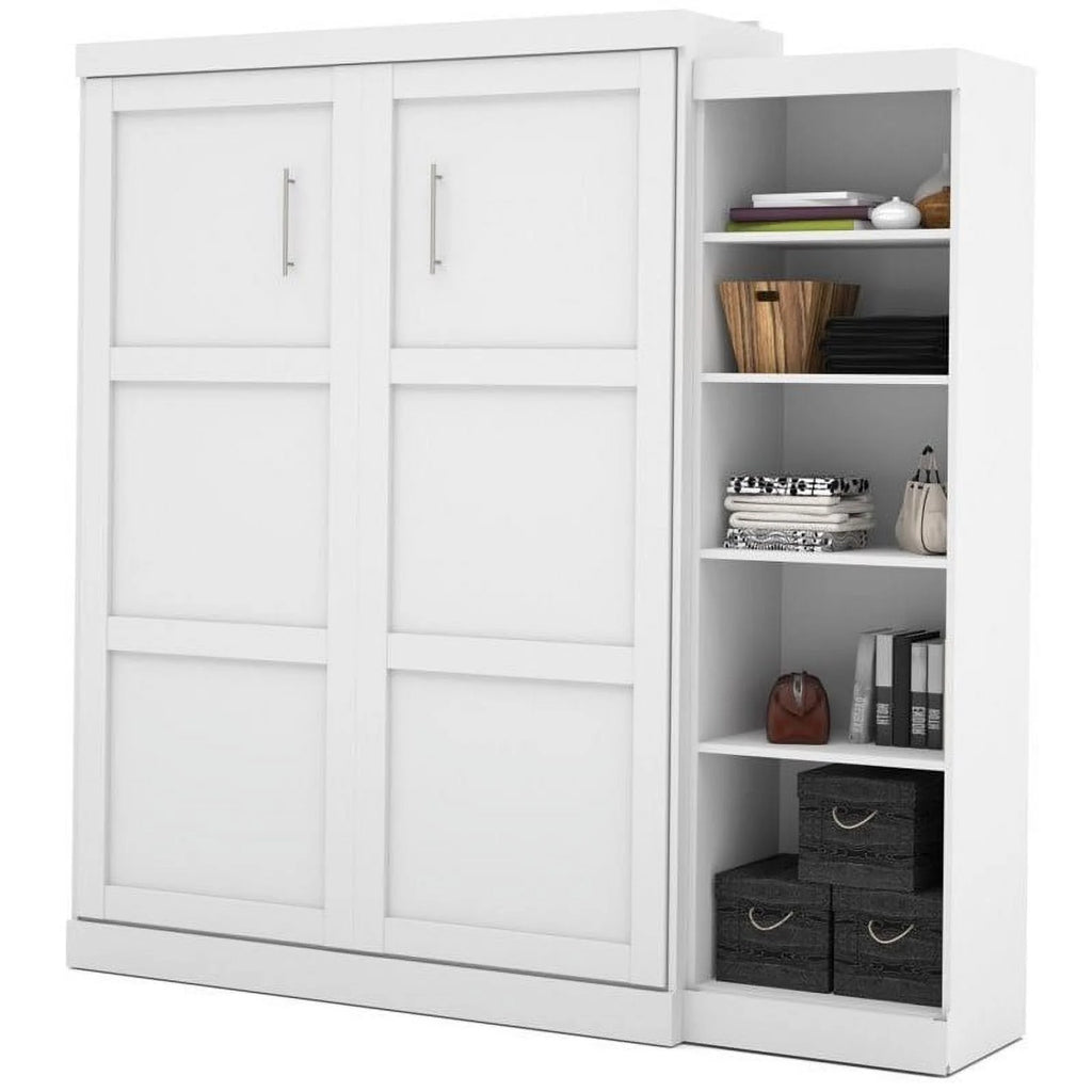 Queen Wall Bed with Storage in White S513459
