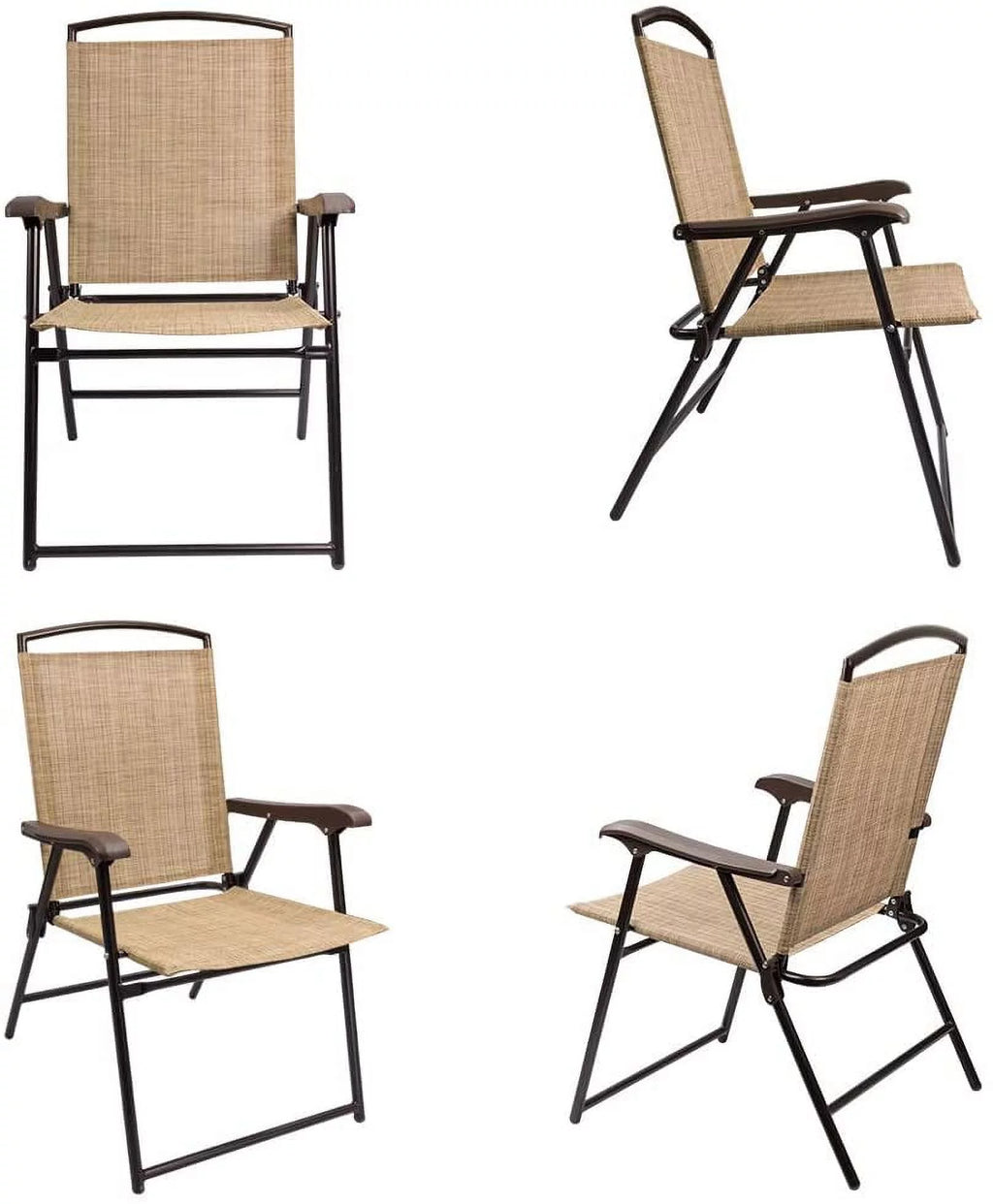 Beige Set of 2 Folding Sling Chair R8706