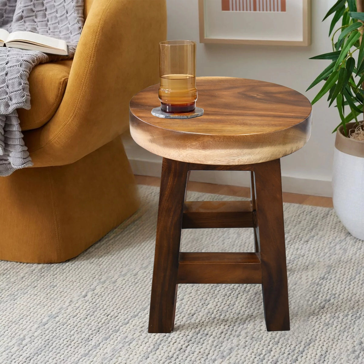 Small Round Wood Stool Side Table H4200