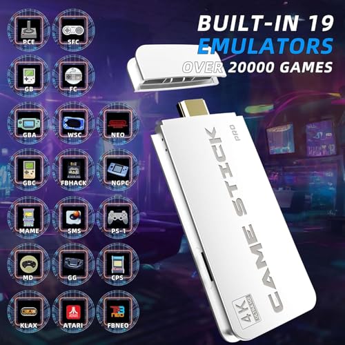 Wireless Retro Gaming Console Built-in 20000+ Classic Games 4K HDMI Plug & Play with Dual 2.4G Wireless Controllers G378901