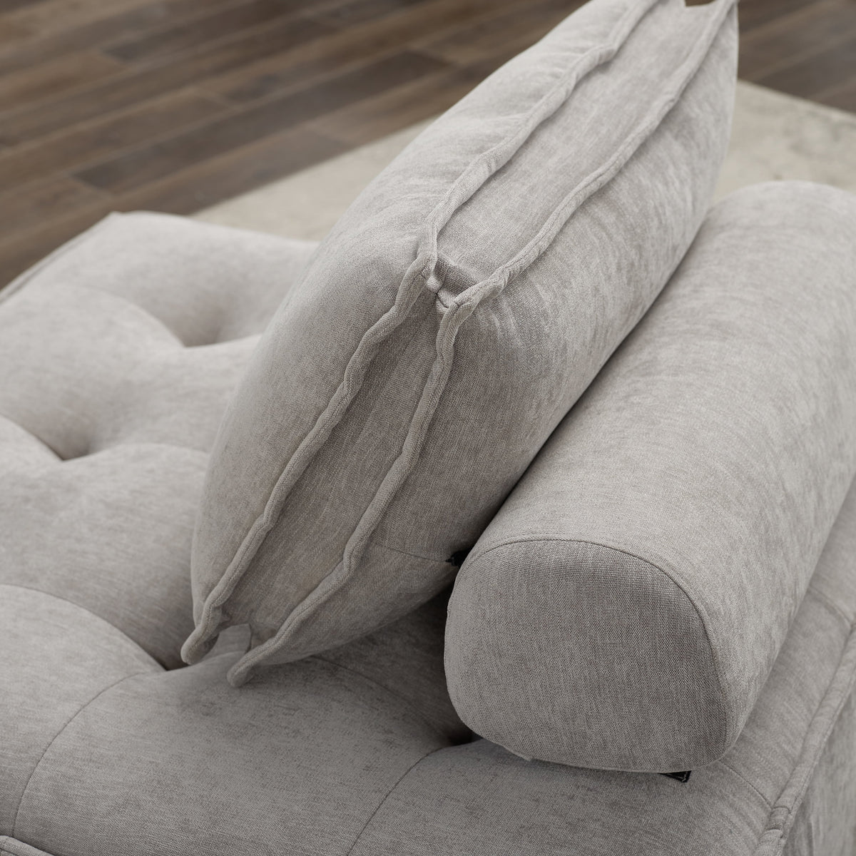 Beige Fabric Button Tufted Sectional Sofa F86948