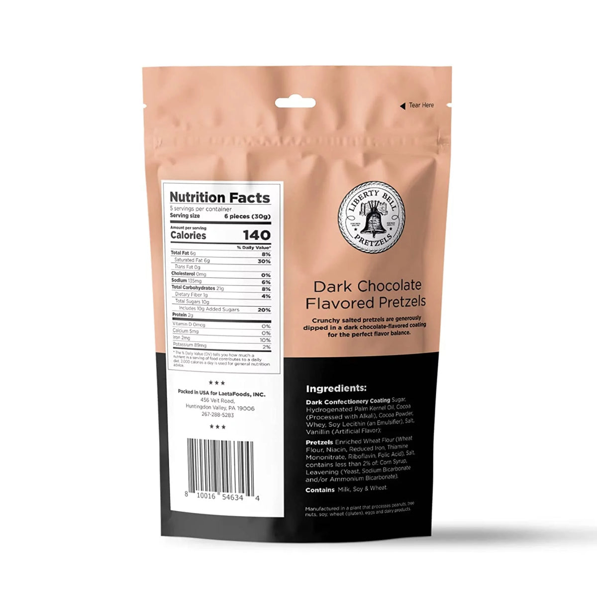 Dark Chocolate Flavored Pretzels 5-Ounce Bag Pack of 6 U4796