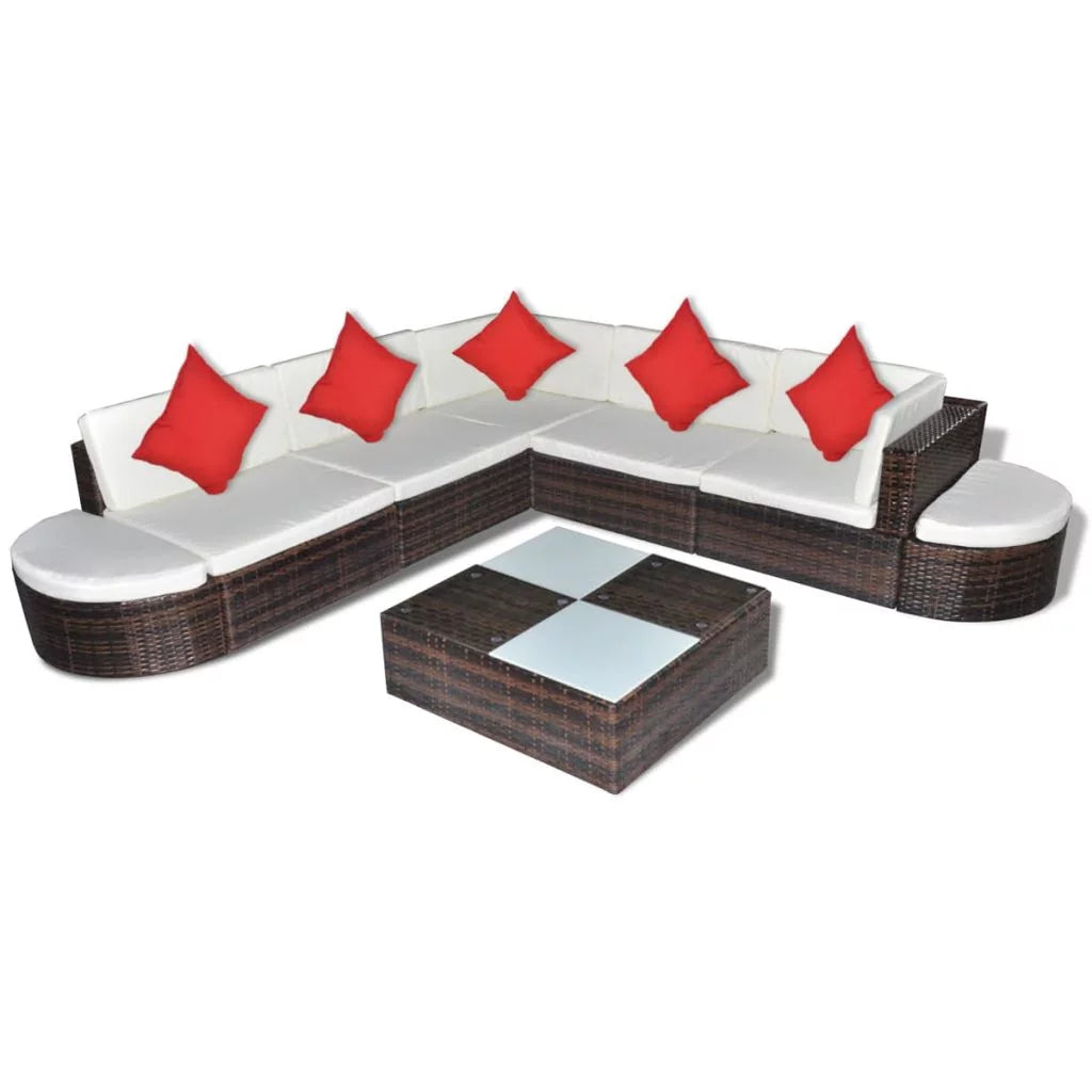 8 Piece Poly Rattan Patio Lounge Set with Cushions V8088