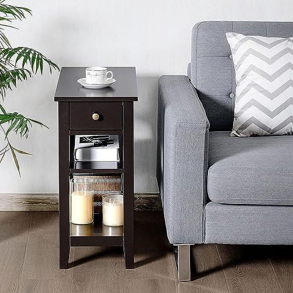 Narrow End Table with Drawer and 2 Open Shelves R300595