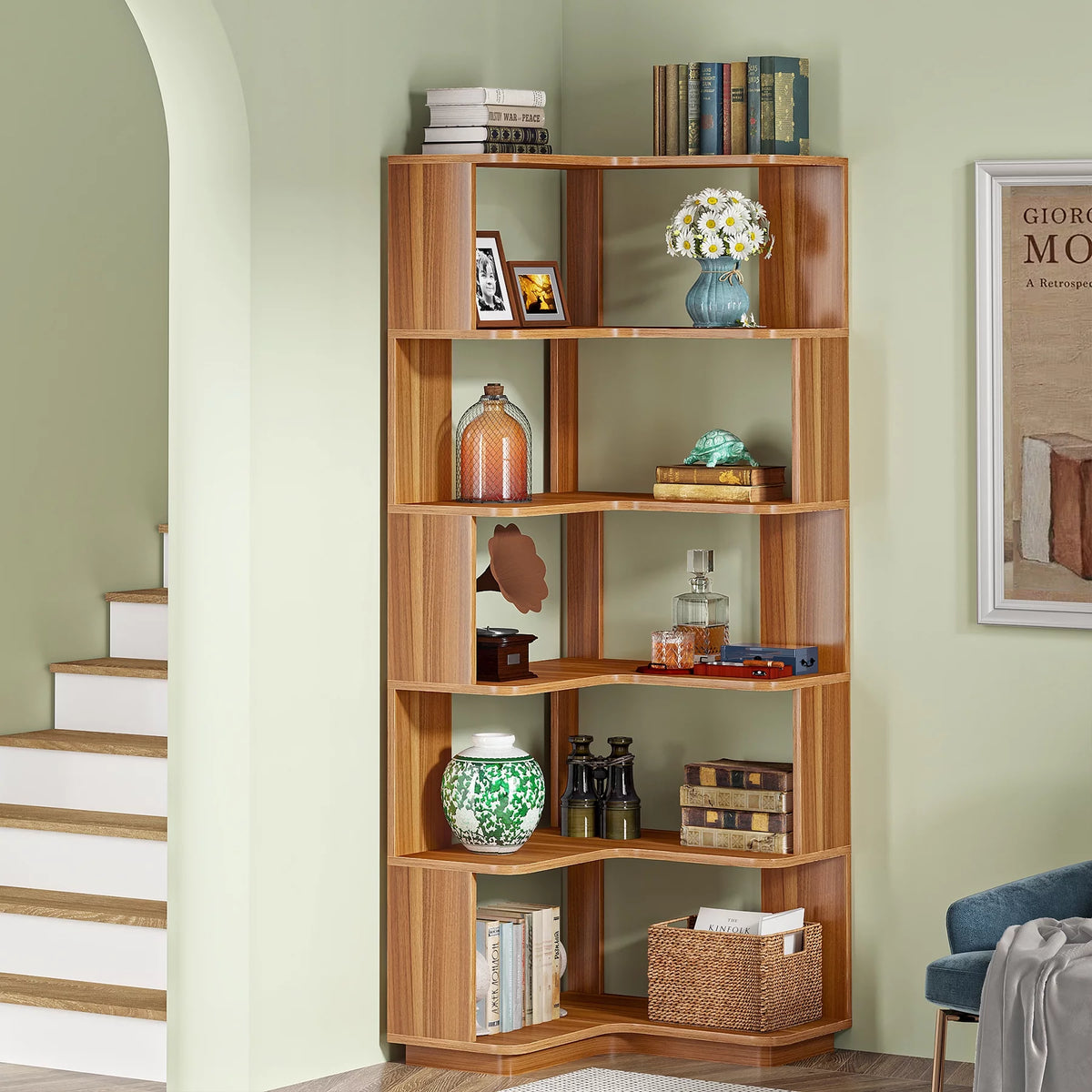 6-Tier Corner Bookshelf W165