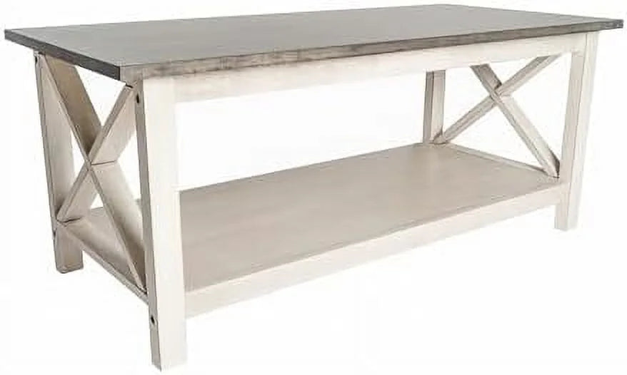 Solid Wood Coffee Table with X-Frame Design A35294