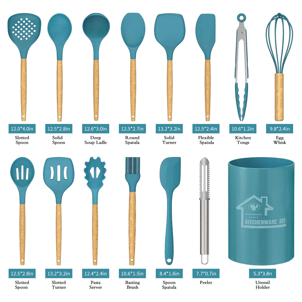 15 Piece Blue Silicone Cooking Set P481