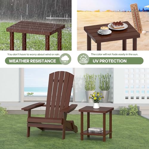 Brown 2-Tier Bamboo Outdoor Side Table O225