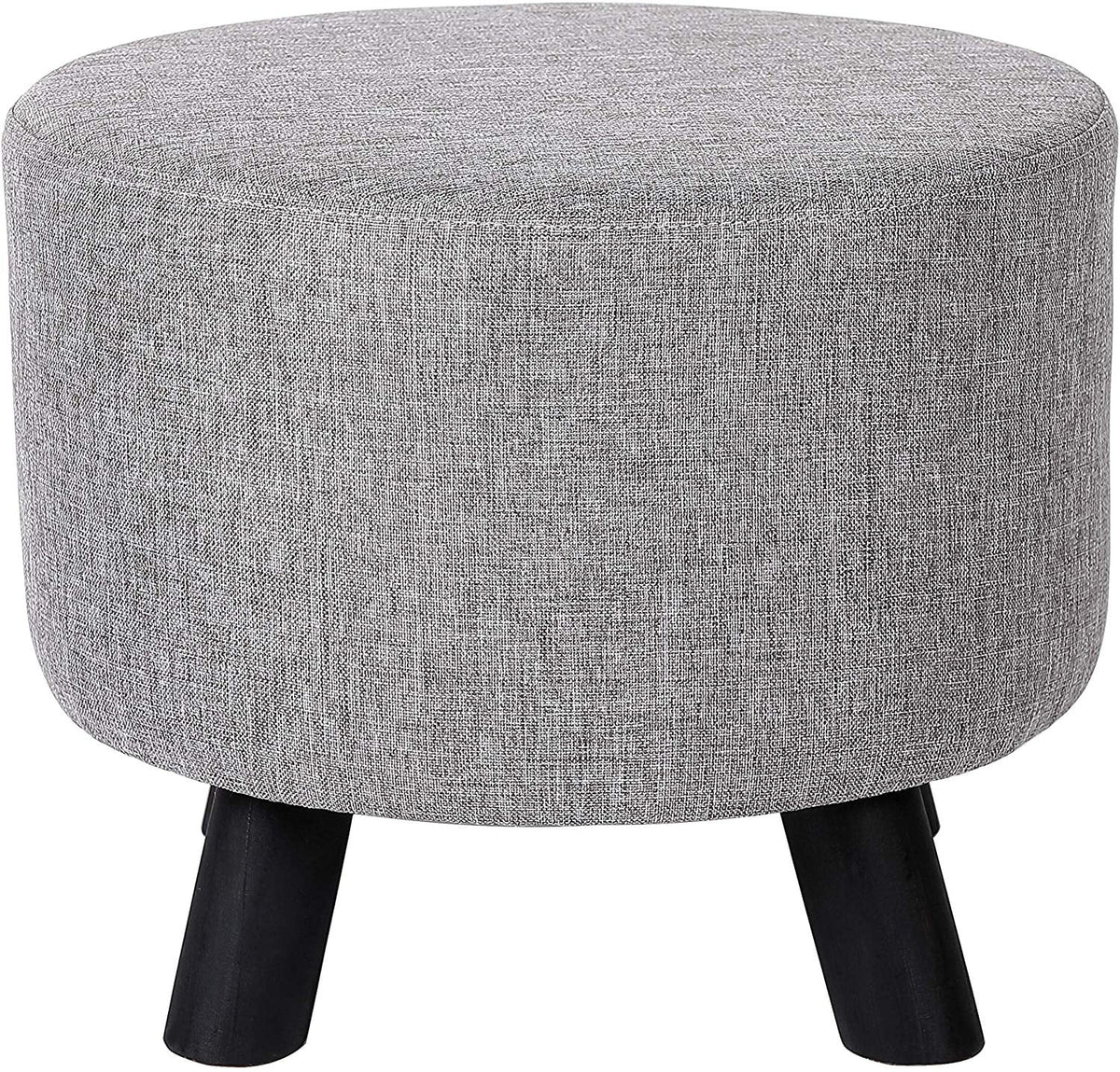 Linen Foot Stool Ottoman with Wood Legs F405040