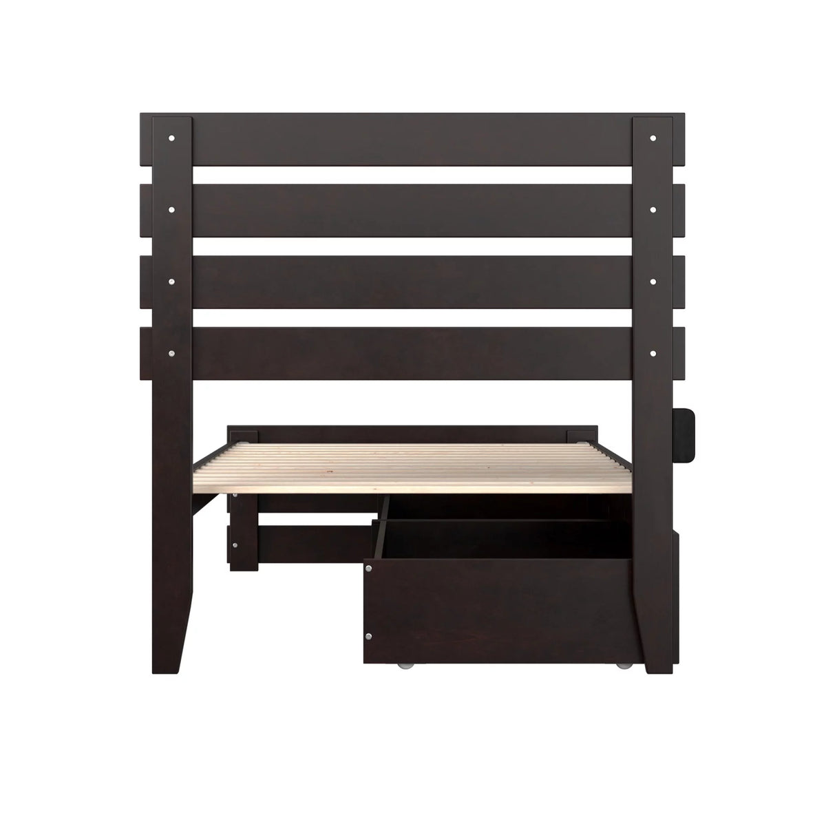 Espresso Solid Wood Twin XL Bed with Footboard & Drawers G315564