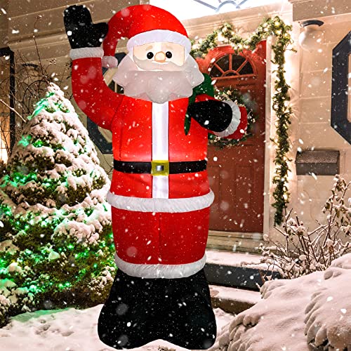Inflatable Christmas Yard Decoration 8FT Santa Claus with Built-in LED Light B9457