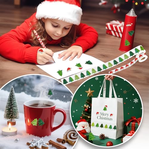 1000Pcs Christmas Roll Stickers Self-Adhesive Round Sparkly V884