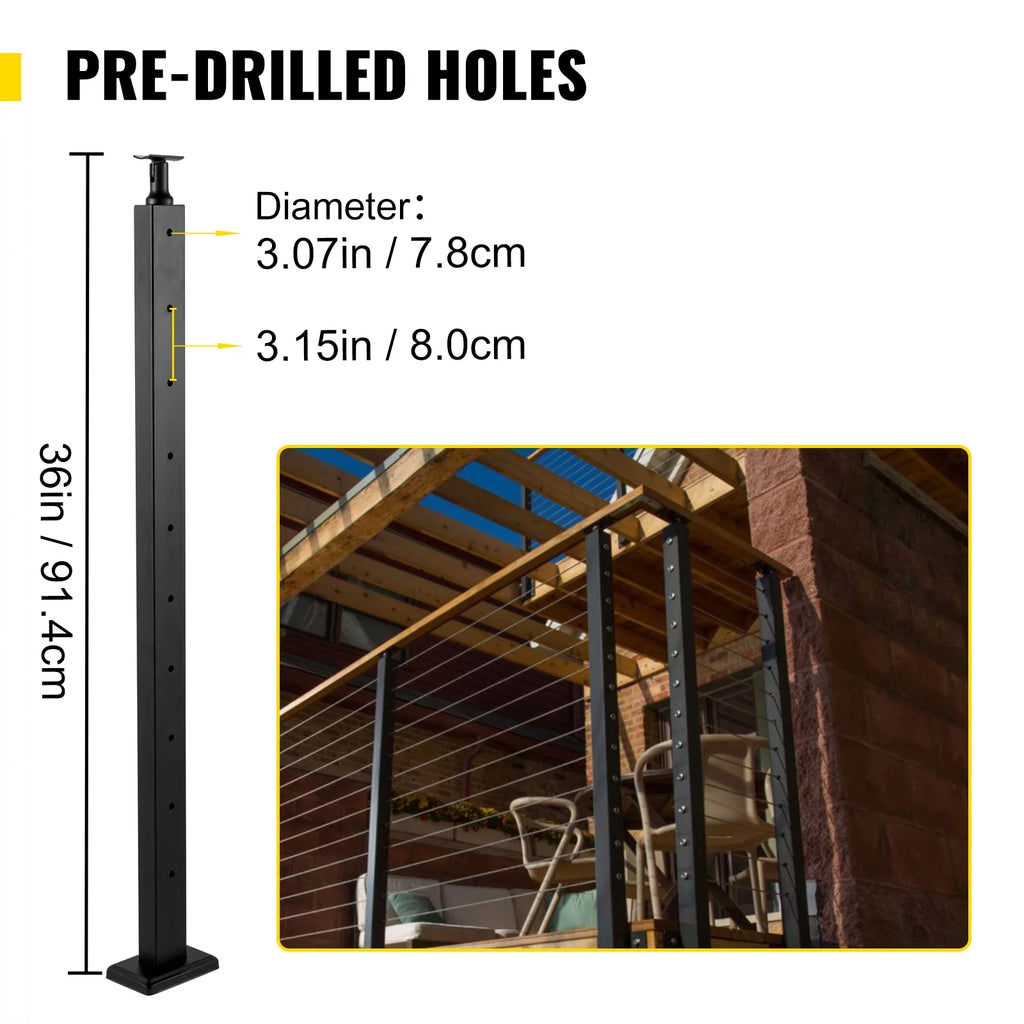 Cable Railing Post 36" Stainless Steel Black B46469
