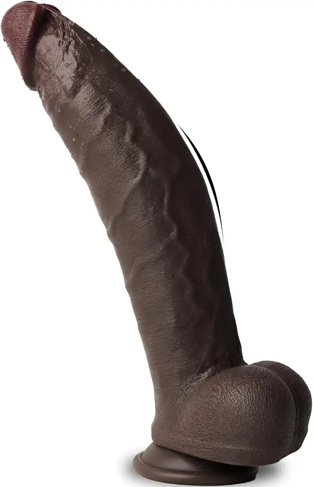12 Inch Black Dual Density Curved Dildo with Suction Cup N742